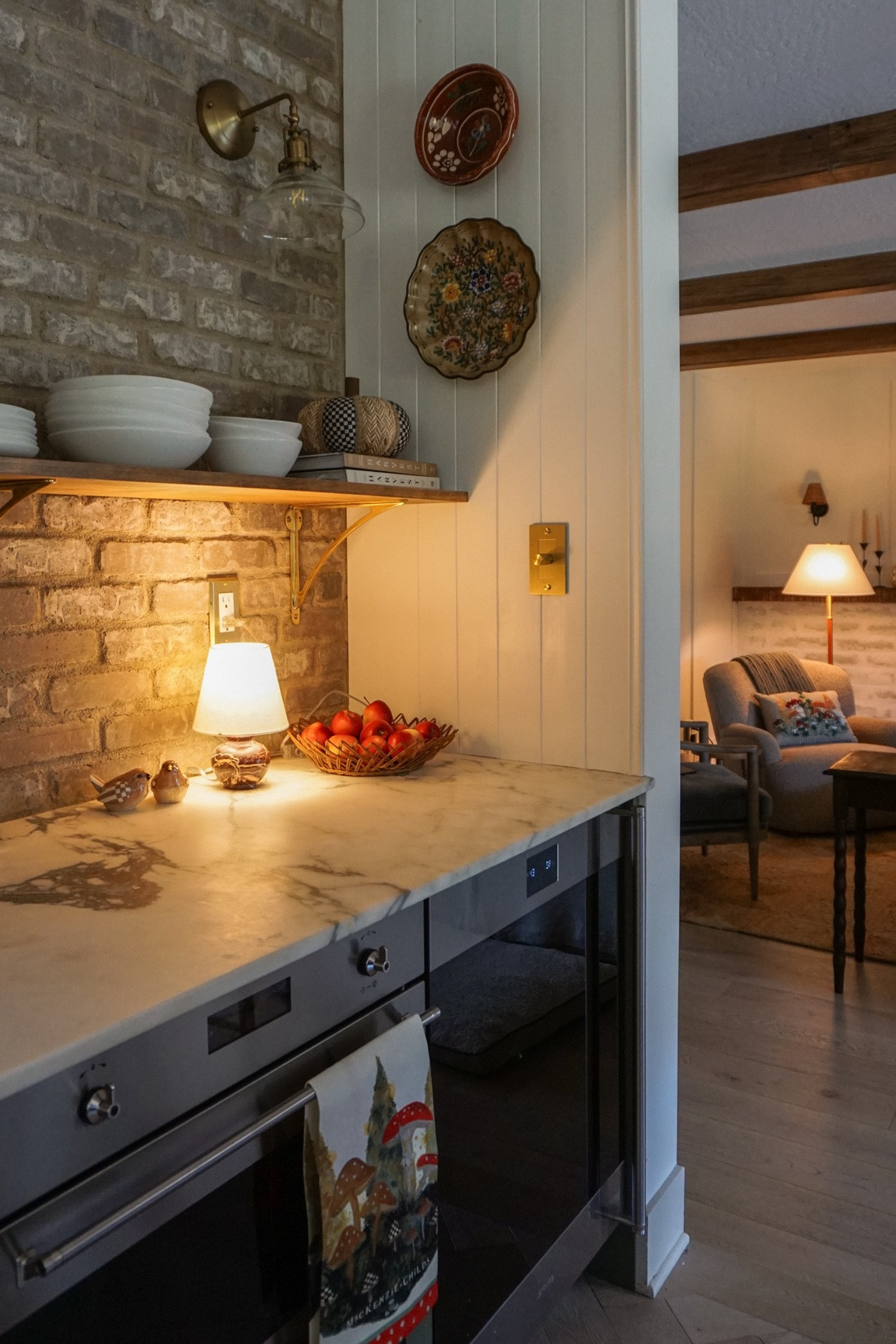 Kitchen brick wall details. 
-
Shelf styling. Home decor. Fall decor  

#LTKStyleTip #LTKFindsUnder100 #LTKHome