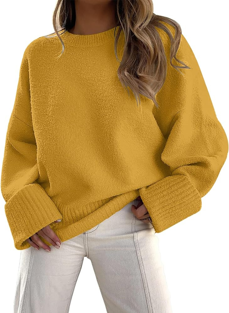 LILLUSORY Women's Oversized Sweaters Fuzzy Chunky Warm Pullover Sweater | Amazon (US)