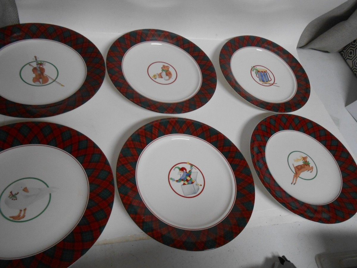 Arita/Sasaki Tartan Plaid Accent Salad Plates 6 different Christmas | eBay US
