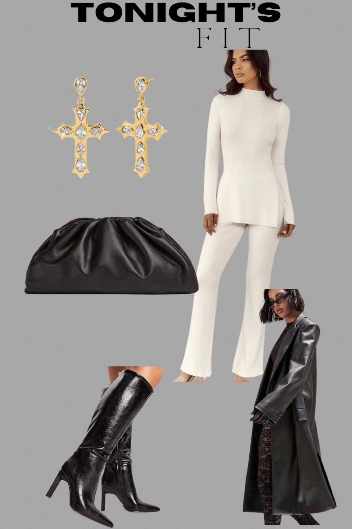 Girls night out fit! 
Meshki sweater set: 2xl 
Jacket: 18 
Boots: sized up half a size 
Exact earrings can’t be linked :/ 

#LTKHoliday #LTKfit #LTKcurves