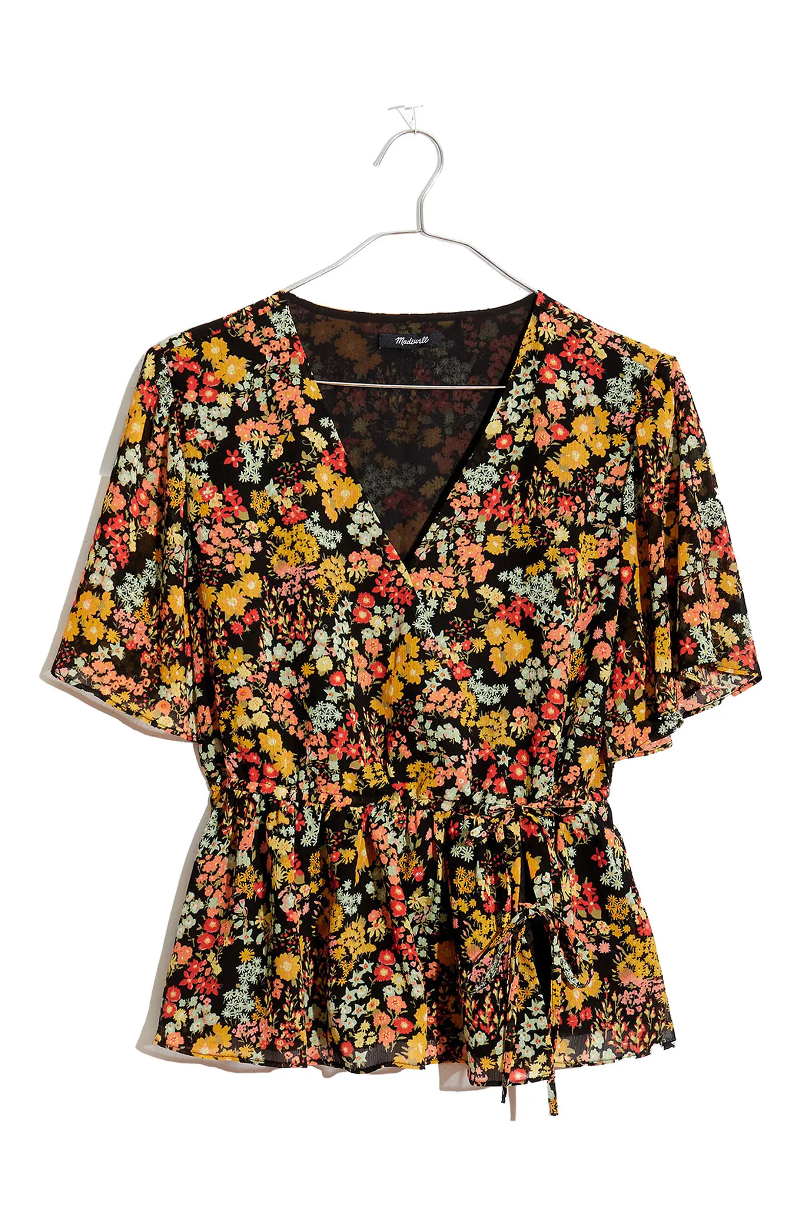 Flower Garden Short Sleeve Peplum Wrap Top | Nordstrom