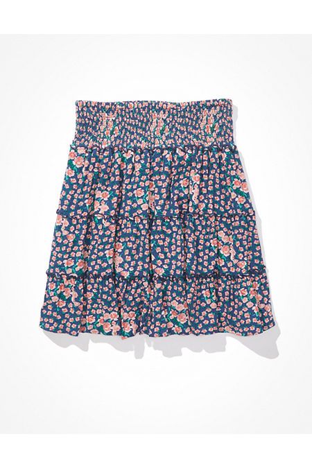 AE Floral Smocked Tiered Mini Skirt | American Eagle Outfitters (US & CA)