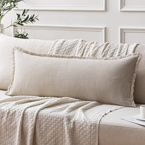 ANRODUO Set of 1 Decorative Throw Pillow Covers 14×36 Inch Soft Linen Fringe Long Farmhouse Boho... | Amazon (US)