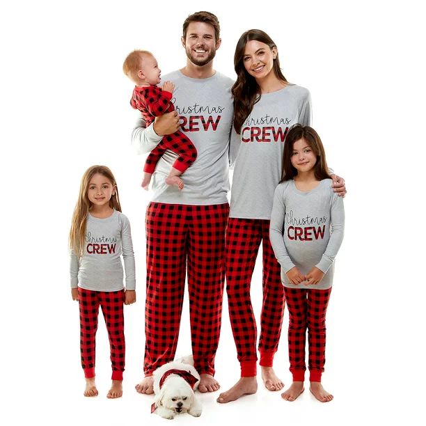 Derek Heart Buffalo Plaid Christmas Crew Matching Family Christmas Pajama Sets - Walmart.com | Walmart (US)