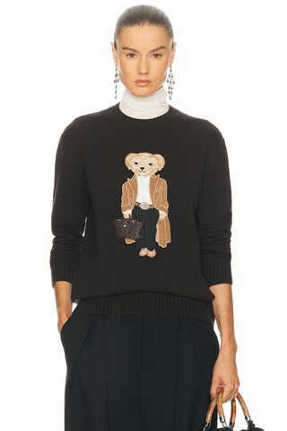 Ralph Lauren Collection Bear Sweater in Dark Brown - Chocolate. Size S (also in ). | FWRD 
