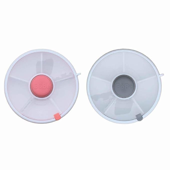 2 Pack GoBe Kids Snack Spinner - Grey/Coral - Reusable Snack Container with 5 Compartment Dispens... | Amazon (US)