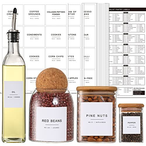 308 etiquetas de despensa de cocina para contenedores de alimentos, 3 tamaños de etiquetas minim... | Amazon (US)