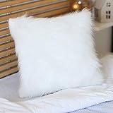Apolena White Square Faux Fur Decorative Pillow Cover Furry 18"x18 | Amazon (US)