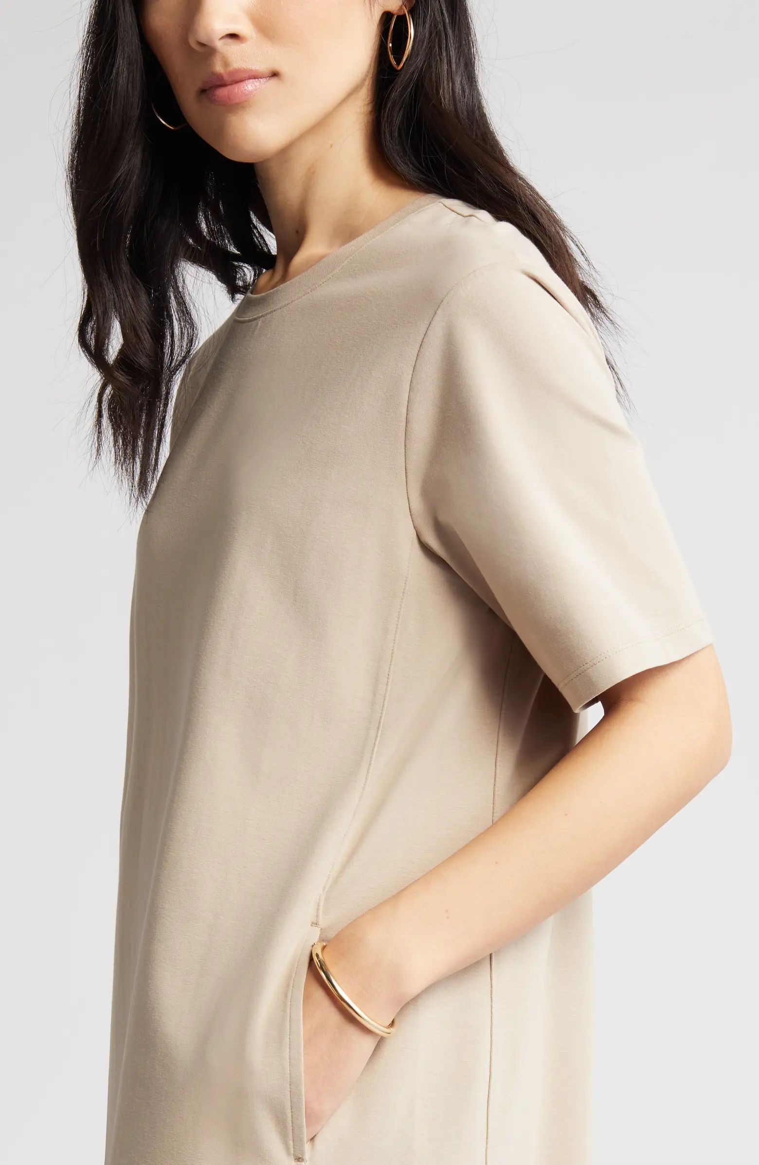 Stretch Cotton Midi T-Shirt Dress | Nordstrom