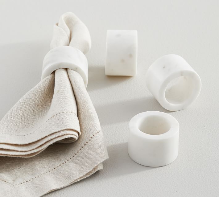 White Marble Napkin Rings | Pottery Barn (US)