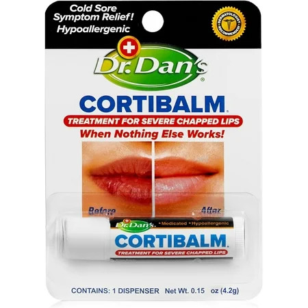 Dr. Dans CortiBalm Lip Balm Hypoallergenic Cool Sore Relief Treatment For Severe Chapped Lips 0.14oz 3 Pack | Walmart (US)