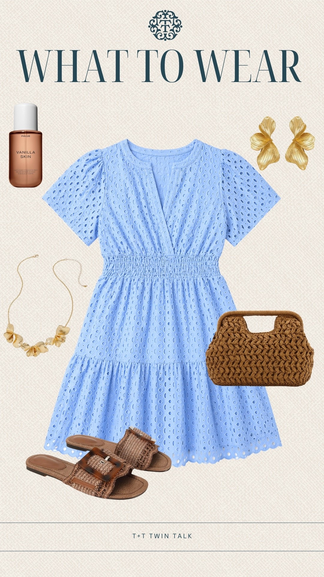 T+T, what to wear! We pulled this blue dress that pulls in texture, but also an easy feel! Paired with gold jewelry, and woven sandals adds contrast to the outfit! This is perfect for running errands or a vacation day.

#LTKOver40 #LTKSeasonal #LTKMidsize