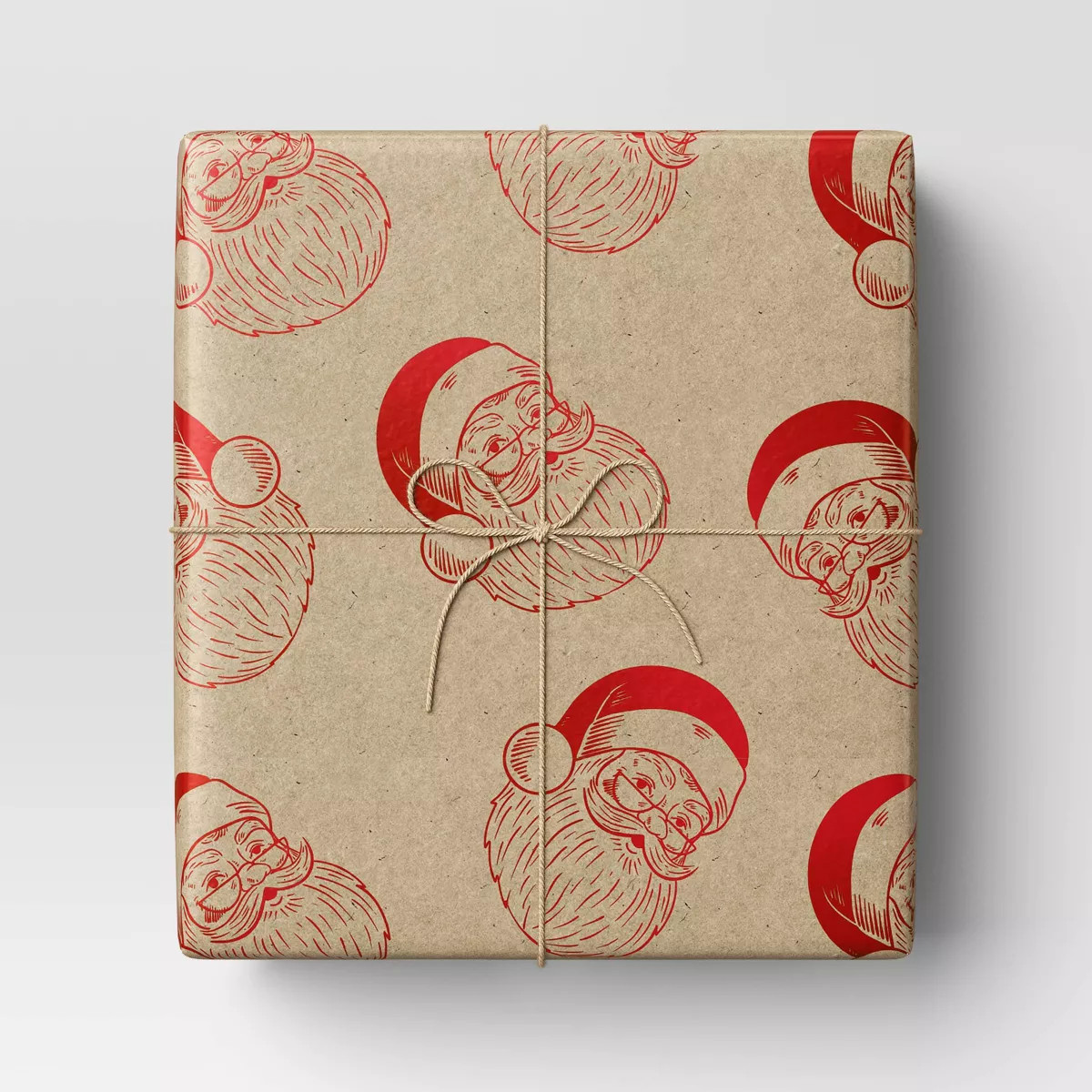 30" 25 sq ft Christmas Roll Wrap Santa Heads on Kraft - Wondershop™ | Target