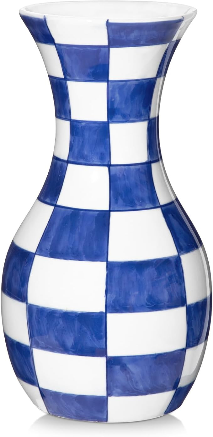 Blue and White Flower Vase, 11 Inch Tall Ceramic Vase in Wide Mouth Plain Pattern, Large Retro Ch... | Amazon (US)
