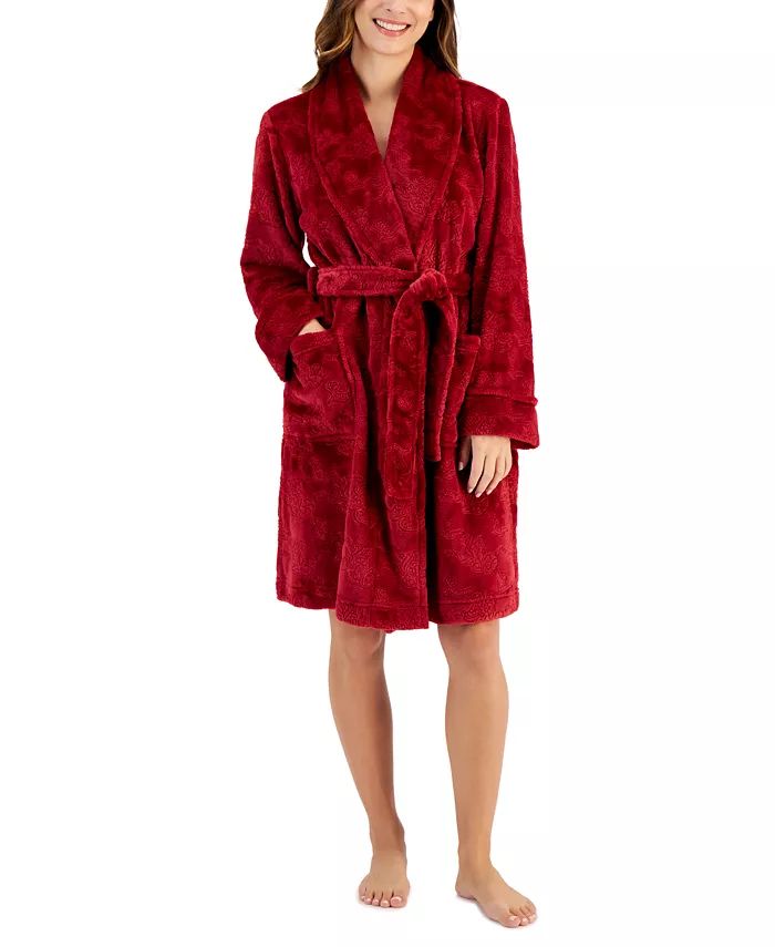 Charter Club Women's Short Plush Floral Wrap Robe, Created for Macy's & Reviews - All Pajamas, Ro... | Macys (US)