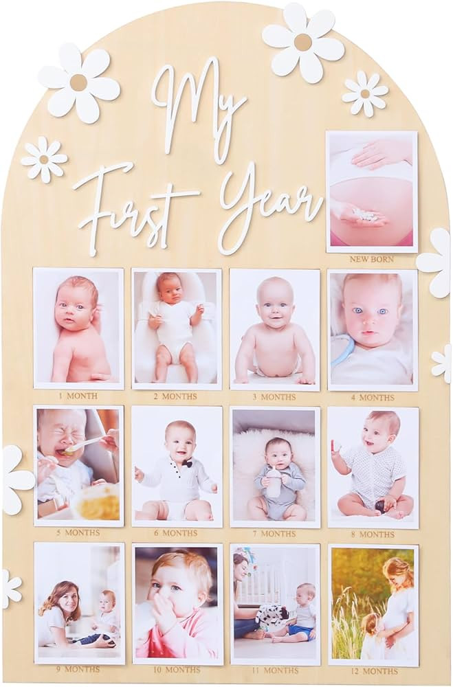 WAWUO 1st First Year Photo Board, 12 Month Picture Milestones Board, My First Year Board, Daisy B... | Amazon (US)