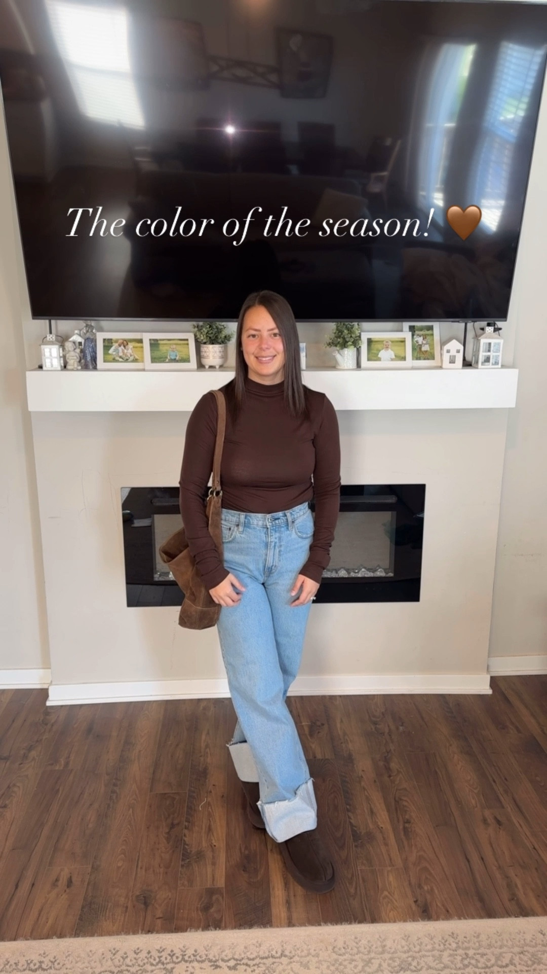 Loving this brown basic long sleeve top! It is perfect for fall and winter. Makes layering so easy! Wearing my normal size medium. 

#LTKStyleTip #LTKSeasonal #LTKFindsUnder50