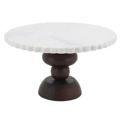 Marble Scalloped Cake Stand – Round Stone Pedestal Dessert Stand for Cakes, Pastries & Entertaining | Wayfair North America