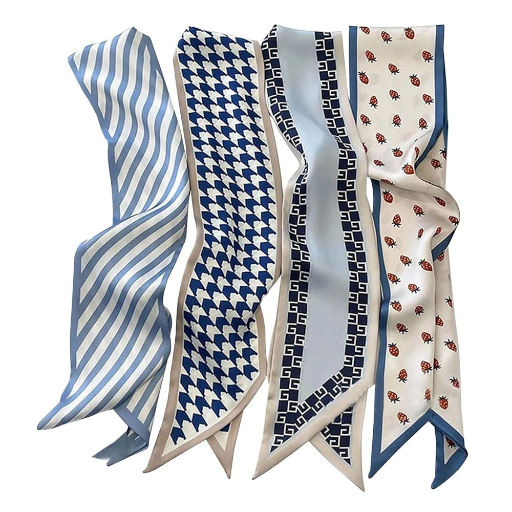 4Pcs Fashion Scarves for Women, Multifunctional Boho Scarves Headbands Satin Scarf for Bag Hair A... | Amazon (US)