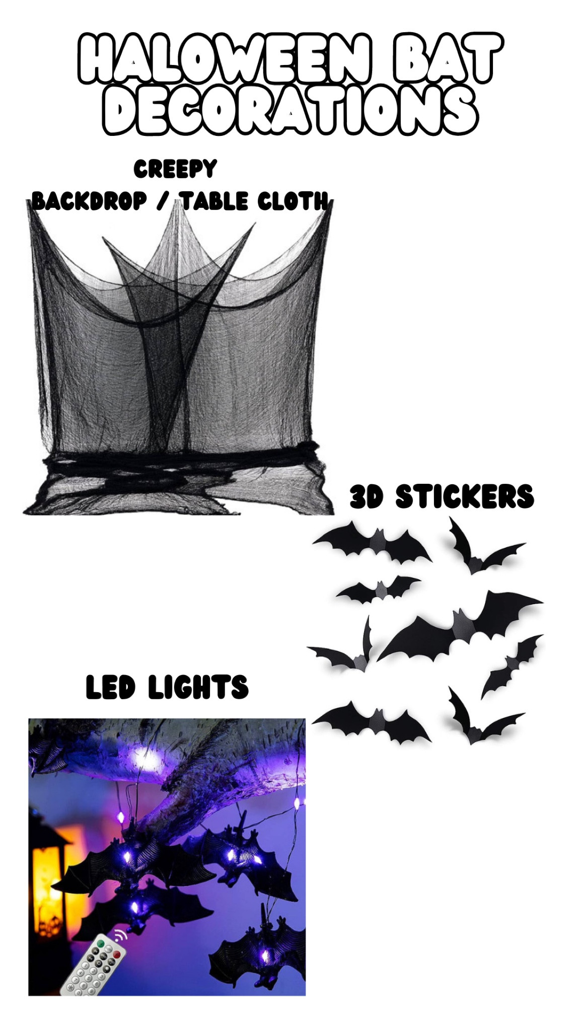 🖤Bat Halloween decorations! 
ALL ON AMAZON PRIME 🖤
We are doing a jeep trunk or treat later this month and I’m going to transform the back of the jeep into a bat cave since we are dressing up as bats! 🦇 

#LTKHalloween #LTKfamily #LTKSeasonal