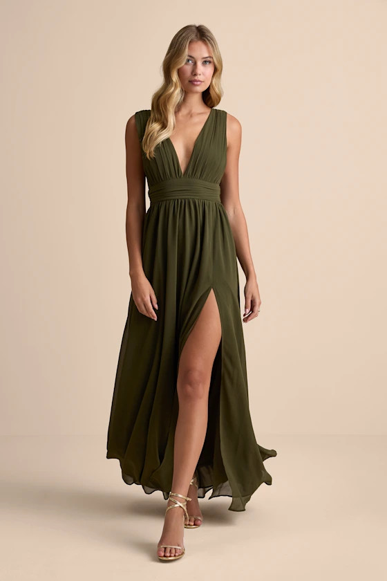 Heavenly Hues Olive Maxi Dress | Lulus