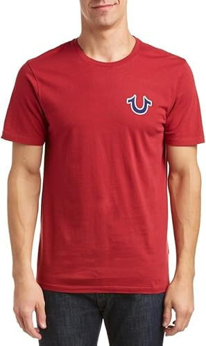 True Religion Men’s Buddha Logo Crew Neck Tee Shirt – T Shirts for Men, Graphic Tees, Ruby Red, X-Large | Amazon (US)