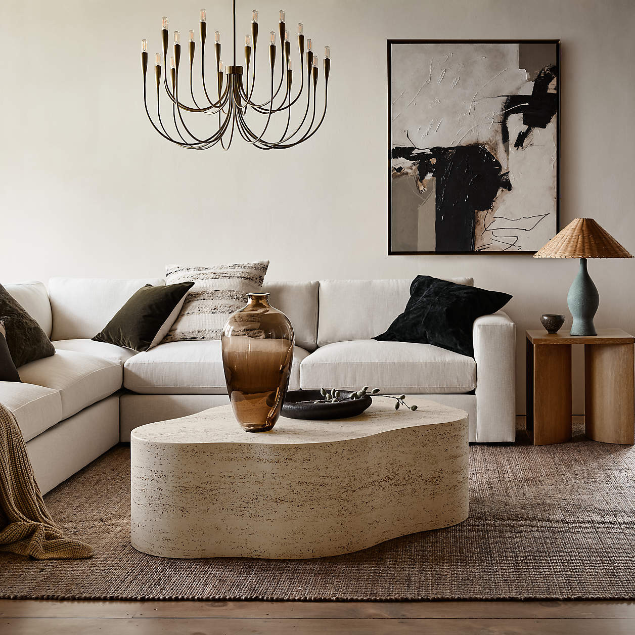 Fleur Faux Travertine Resin 52" Coffee Table + Reviews | Crate & Barrel | Crate & Barrel