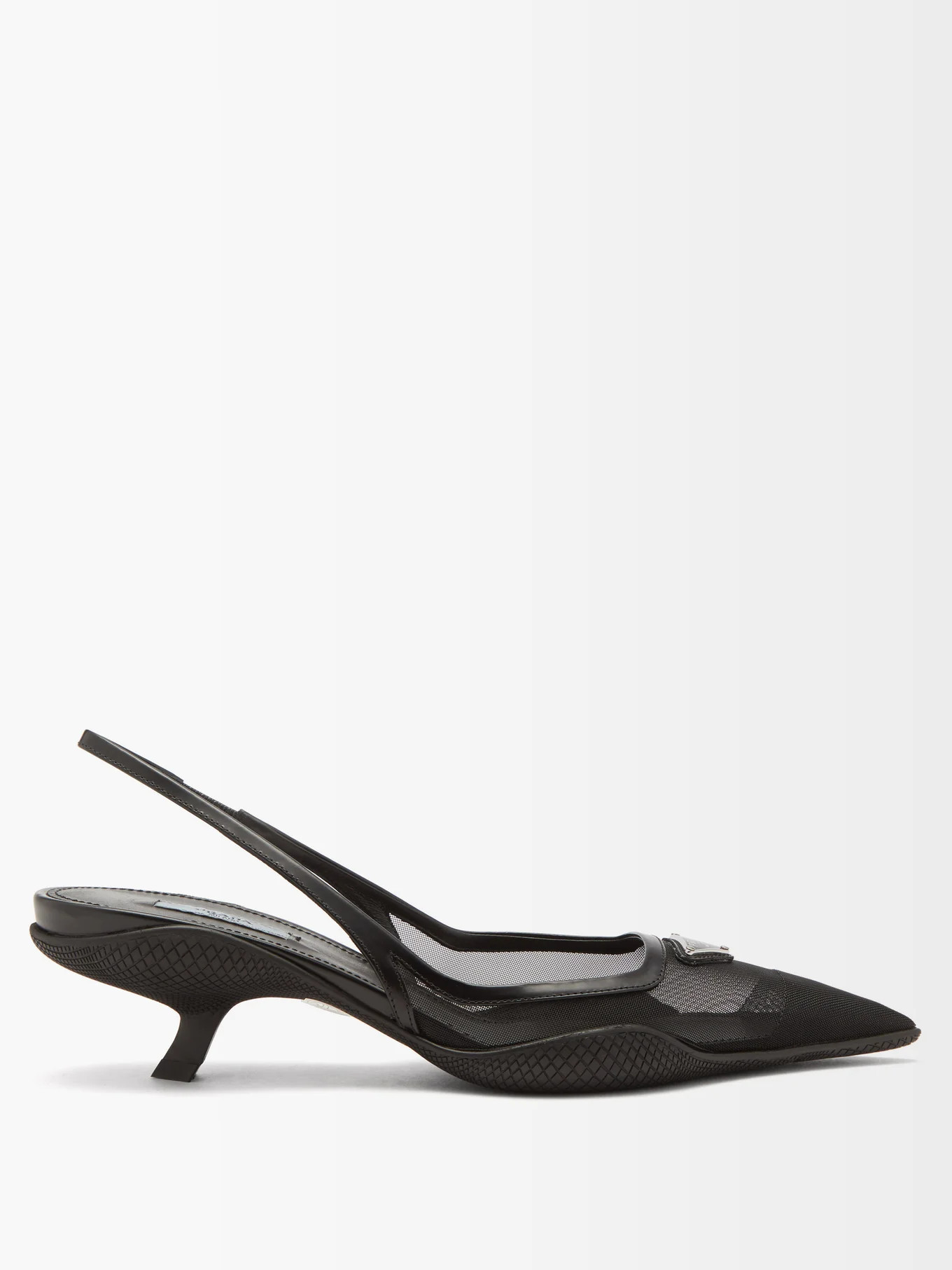 Triangle-plaque leather and nylon slingback pumps | Matches (UK)