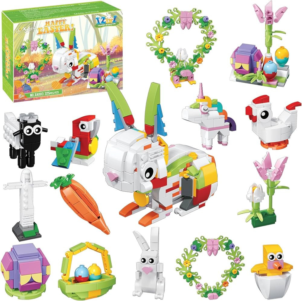 12Pcs Easter Egg Fillers Building Kits, Easter Rabbit 12 in 1 Building Blocks Set, Easter Bricks ... | Amazon (US)
