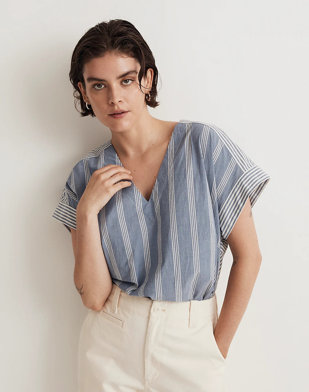Crinkle Cotton Boxy Top in Mixed Stripe | Madewell