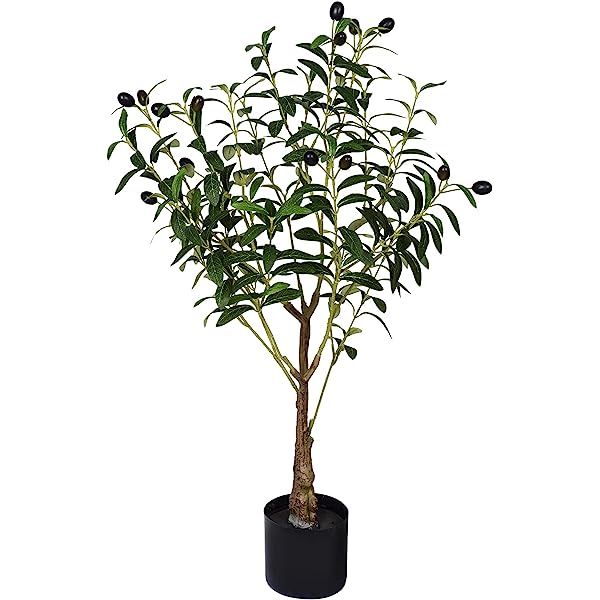 VIAGDO Artificial Olive Tree 4ft Tall Fake Potted Olive Silk Tree with Planter Large Faux Olive Bran | Amazon (US)