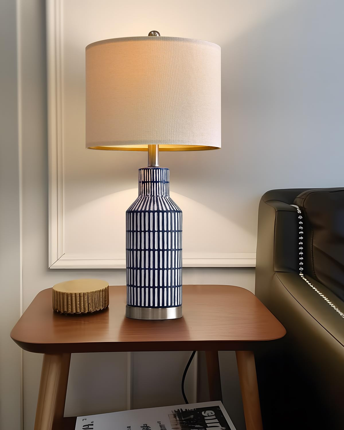25" Table Lamps Set of 2 - Modern Bedside Lamps for Living Room - White Washed Ceramic Nightstand... | Amazon (US)