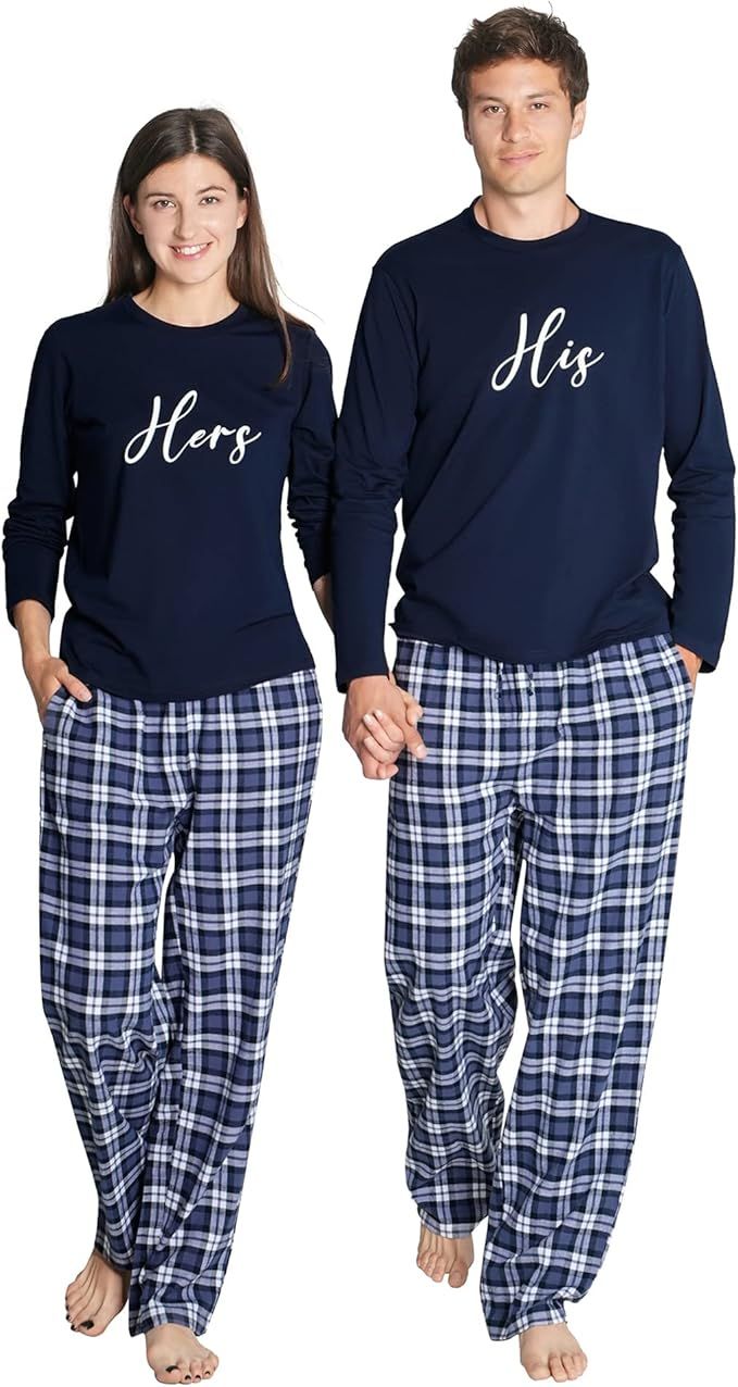 AW BRIDAL 4-Piece Matching Pajamas for Couples Gifts, His and Hers Pajamas Sets Lightweight 100% ... | Amazon (US)