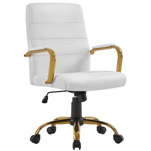 Alden Designs Mid-Back Executive Swivel Office Chair with Metal Frame and Arms, White - Walmart.c... | Walmart (US)