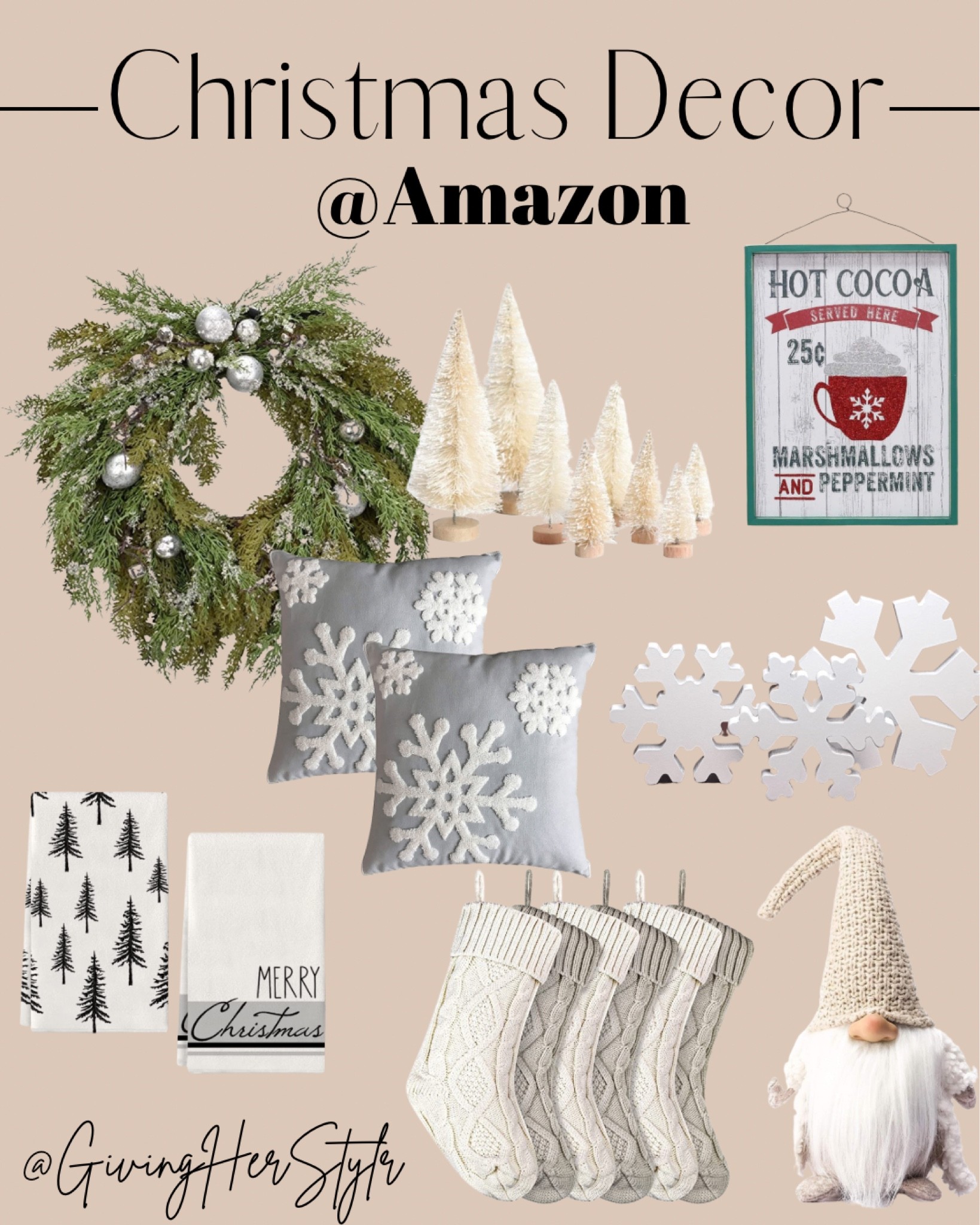 Christmas decor from Amazon! 

Amazon. Amazon prime. Amazon decor. Amazon seasonal. Amazon home decor. Amazon Christmas decor. Amazon holiday decor. Amazon seasonal decor. Christmas decor. White Christmas decor. Modern Christmas decor. White and black Christmas decor. Snowy Christmas decor. Stockings. Neutral Christmas decor. Christmas home decor. Seasonal decor. Living room decor. Christmas living room decor. Christmas bathroom decor. Christmas bath towel. Christmas hand towel. Christmas kitchen towel. Christmas bath mat. Modern Christmas decor. Farmhouse Christmas decor. Christmas blanket, Christmas throw pillows. 
#amazon #christmas #christmasdecor #home #amazonhome #seasonal #holidays 

#LTKSeasonal #LTKHoliday #LTKhome