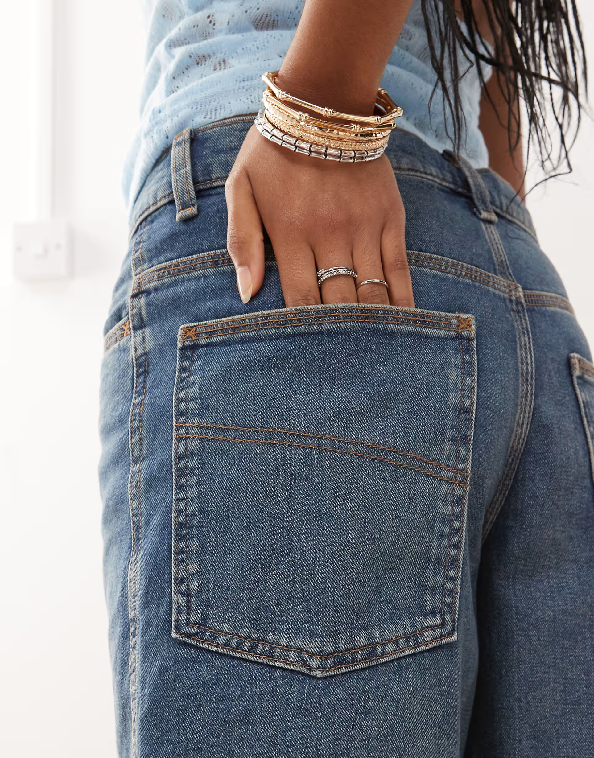 COLLUSION denim loose jort in midwash | ASOS (Global)