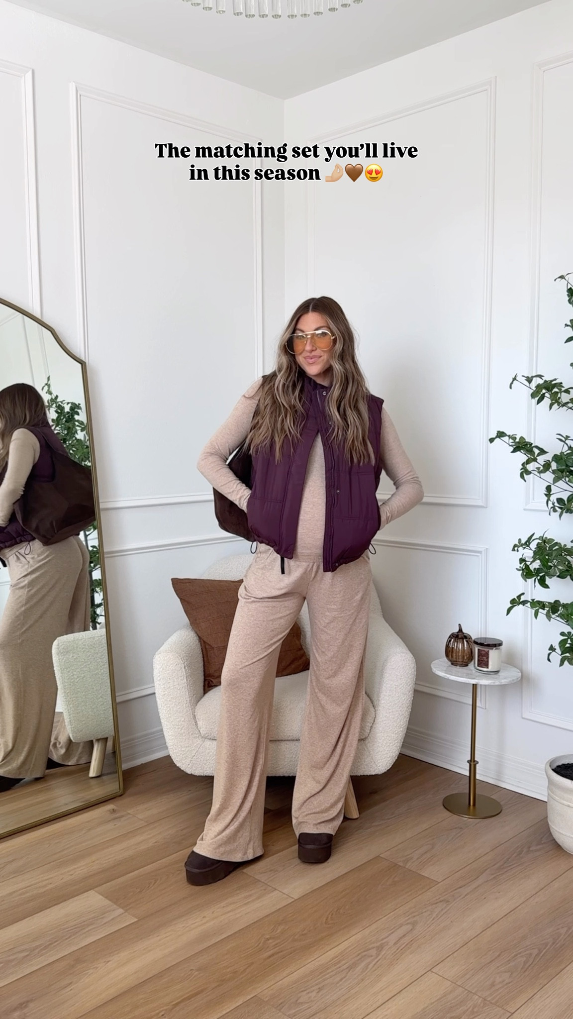 Love this cozy matching set for fall and winter! I got my true pre pregnancy size small and got the long length! It’s super stretchy & I’m 38 weeks pregnant 