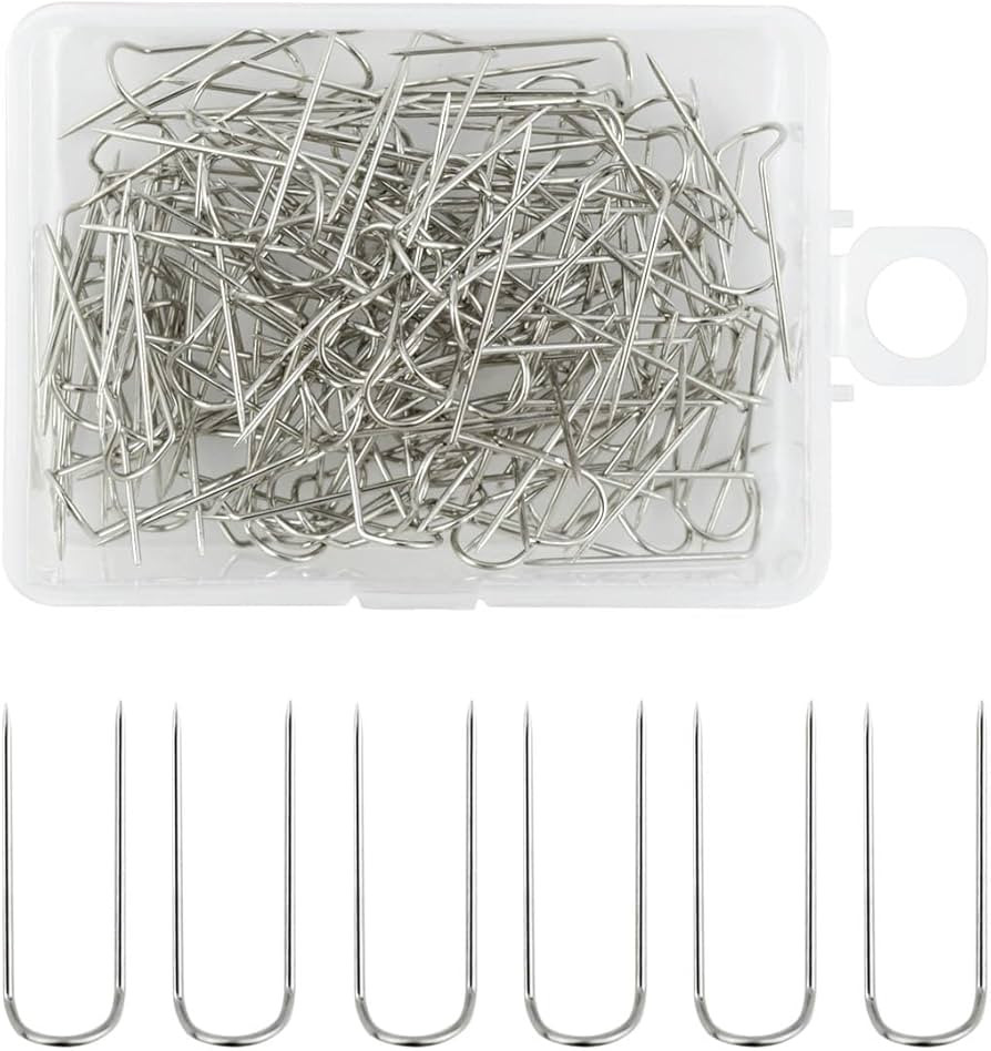 100 Pieces U Shaped Fork Pins for Sewing Double Blocking Pins U-Pins for Jewelry Display Craft DI... | Amazon (US)