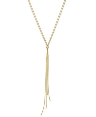 Italian Gold Tassel Lariat Long Necklace in 14k Gold-Plated Sterling Silver - Yellow Gold | Macy's