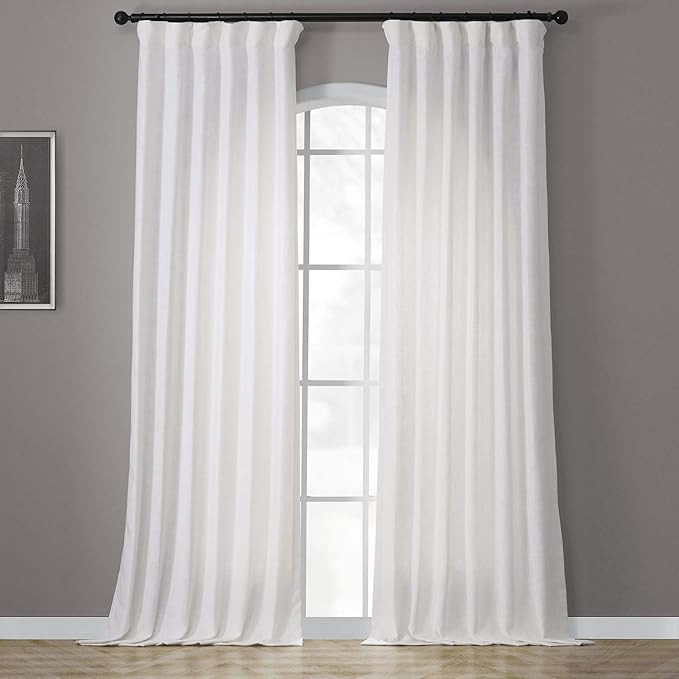 HPD Half Price Drapes FHLCH-VET13191-96 Heavy Faux Linen Curtain (1 Panel), 50 X 96, Pale White | Amazon (US)