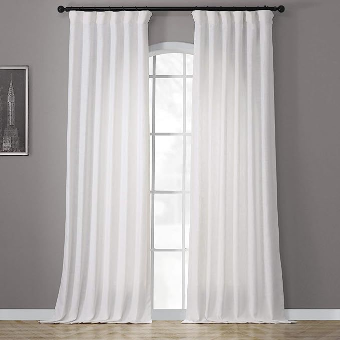 HPD Half Price Drapes FHLCH-VET13191-84 Heavy Faux Linen Curtain (1 Panel), 50 X 84, Rice White | Amazon (US)