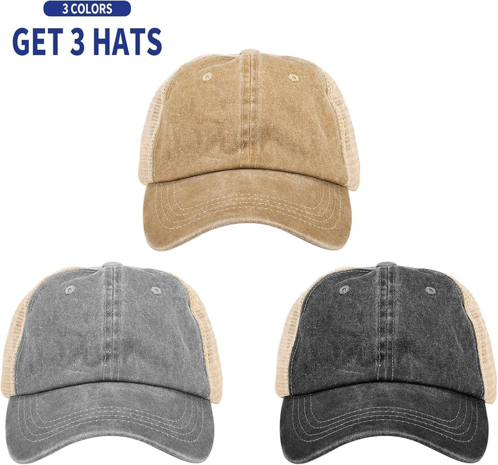 MEINICY 3 Pack Washed Plain Baseball Cap, Retro Adjustable Dad Hats Gift for Men/Women,Unstructured/ | Amazon (US)