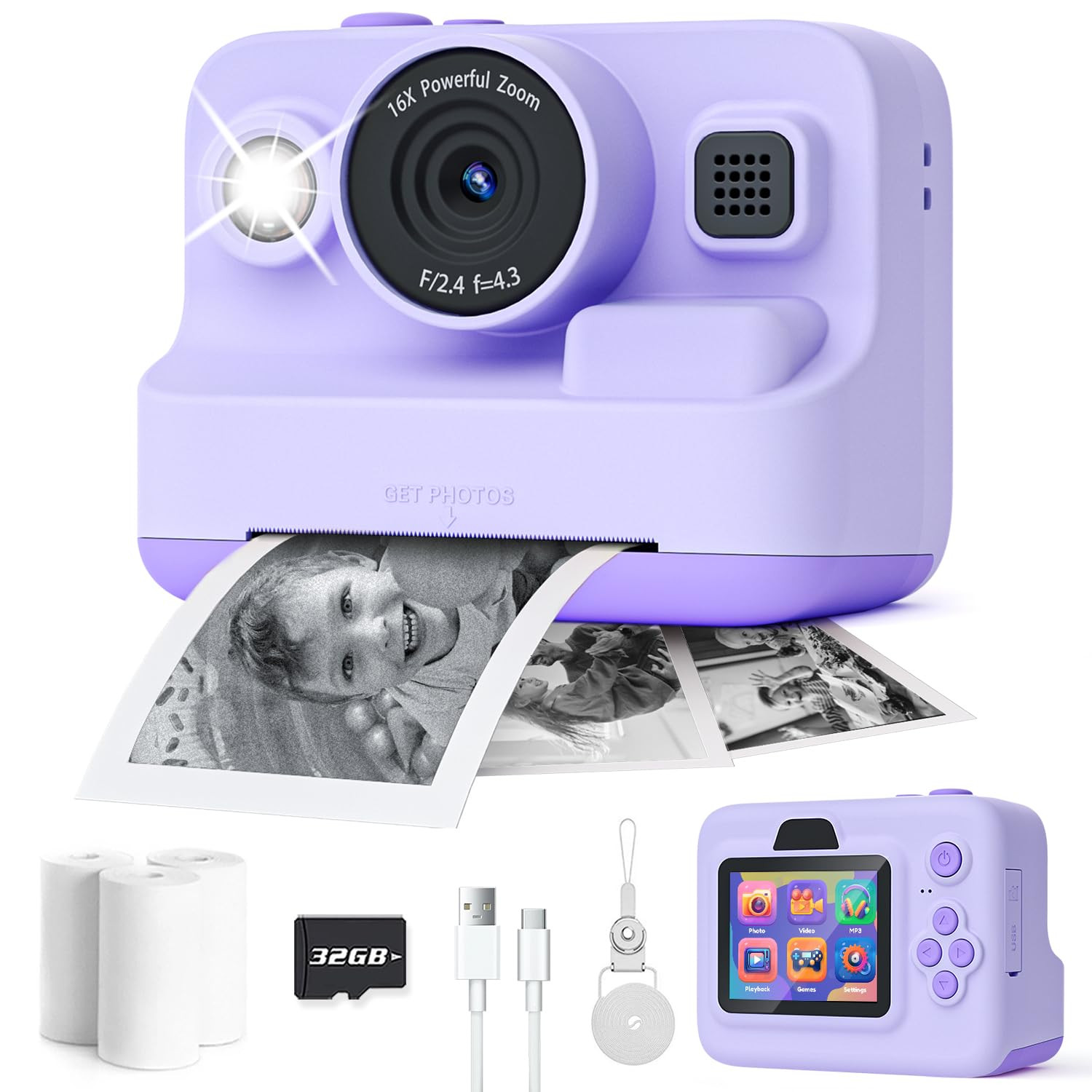Instant Print Camera for Kids,2.4 Inch Screen Kids Instant Cameras, Christmas Birthday Gifts for ... | Amazon (US)