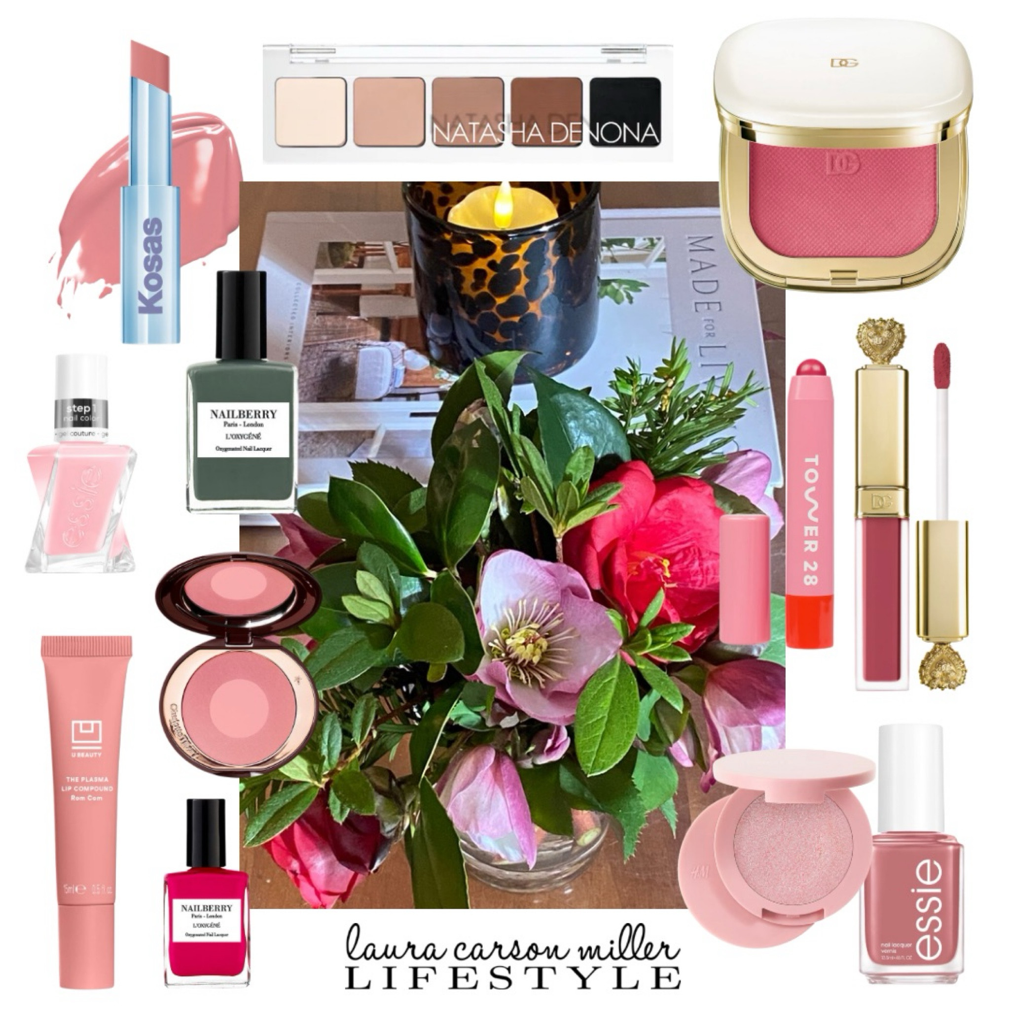 Beauty inspired by nature. 
Natural beauty, pink makeup, shades of rose, Laura carson miller, blush, nail polish, lip gloss, green polish, powder, lifestyle blogger, natural makeup 

#LTKFindsUnder50 #LTKBeauty #LTKStyleTip