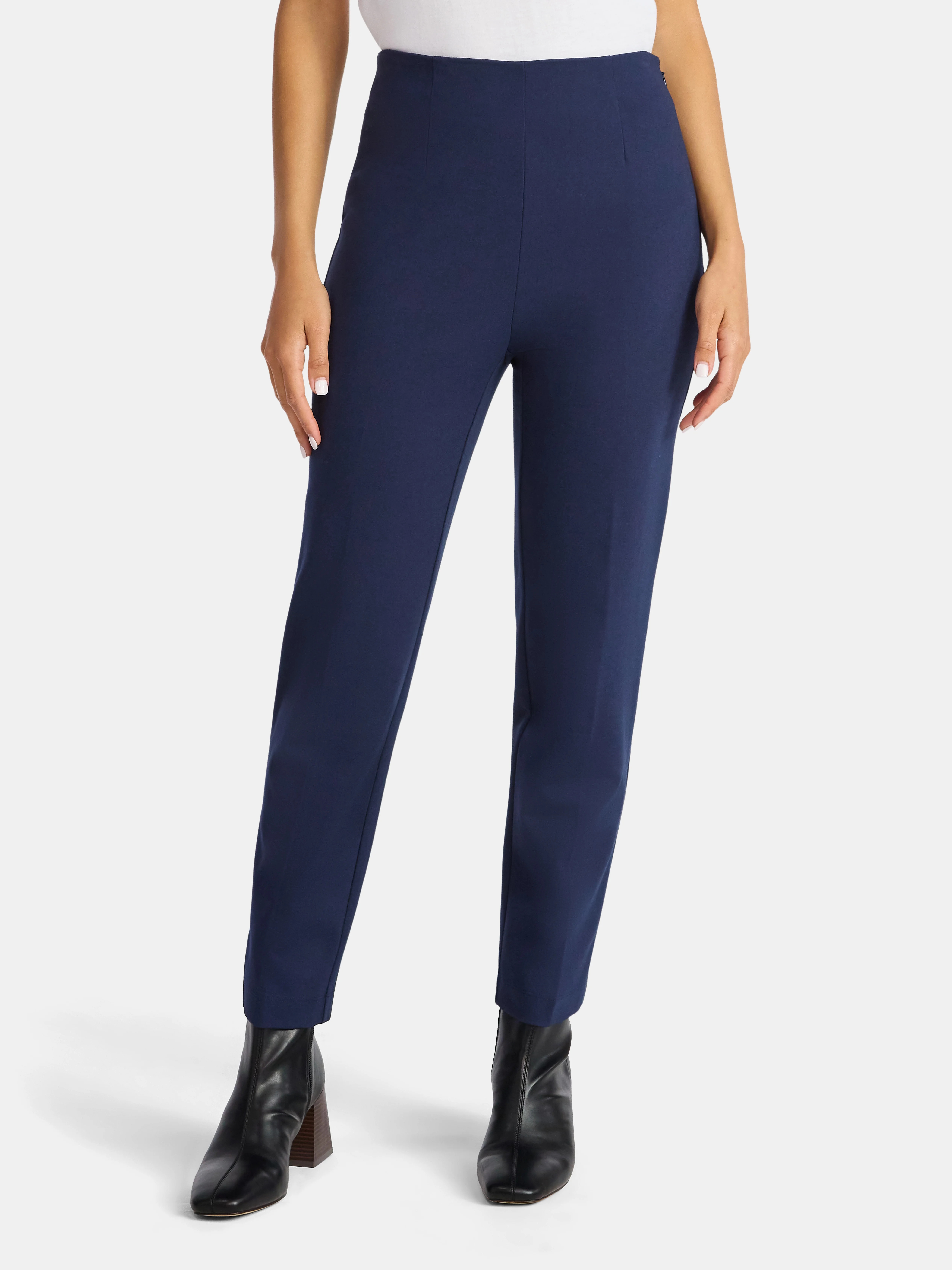 Time and Tru Women's Slim Straight Ponte Knit Dress Pants, 27” Inseam, Sizes XS-XXL | Walmart (US)
