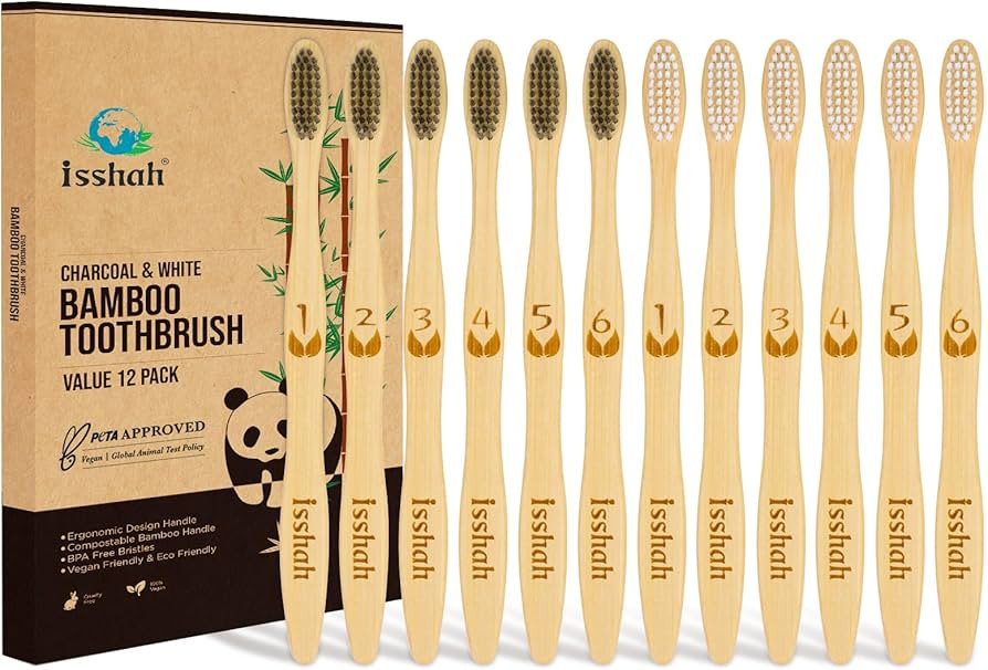 Biodegradable Eco-Friendly Natural Bamboo Charcoal Toothbrushes, FSC Certified and PETA Approved ... | Amazon (US)
