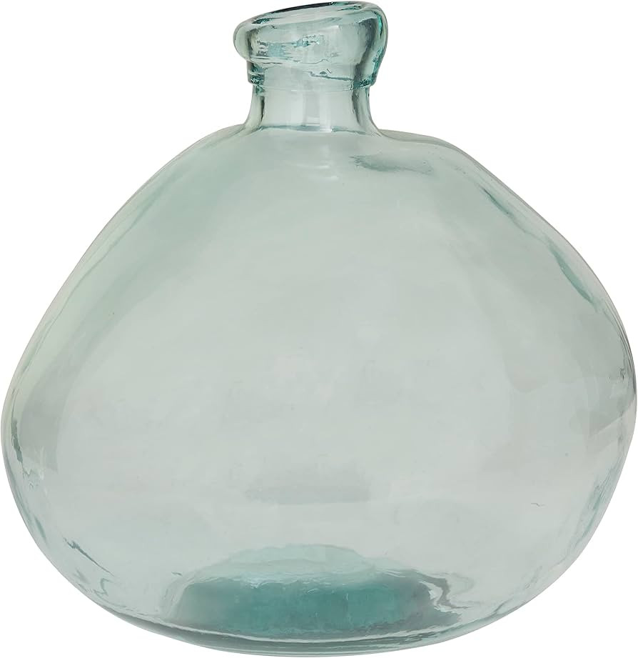 Deco 79 Recycled Glass Handmade Spanish Vase, 13" x 13" x 13", Blue | Amazon (US)