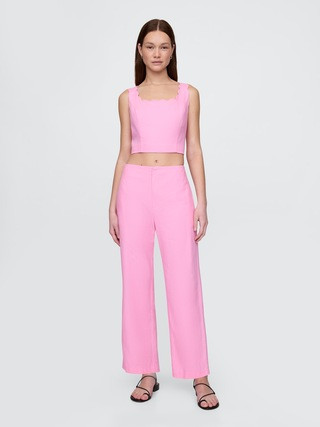 Linen-Blend Relaxed Straight Ankle Pants | Gap (US)