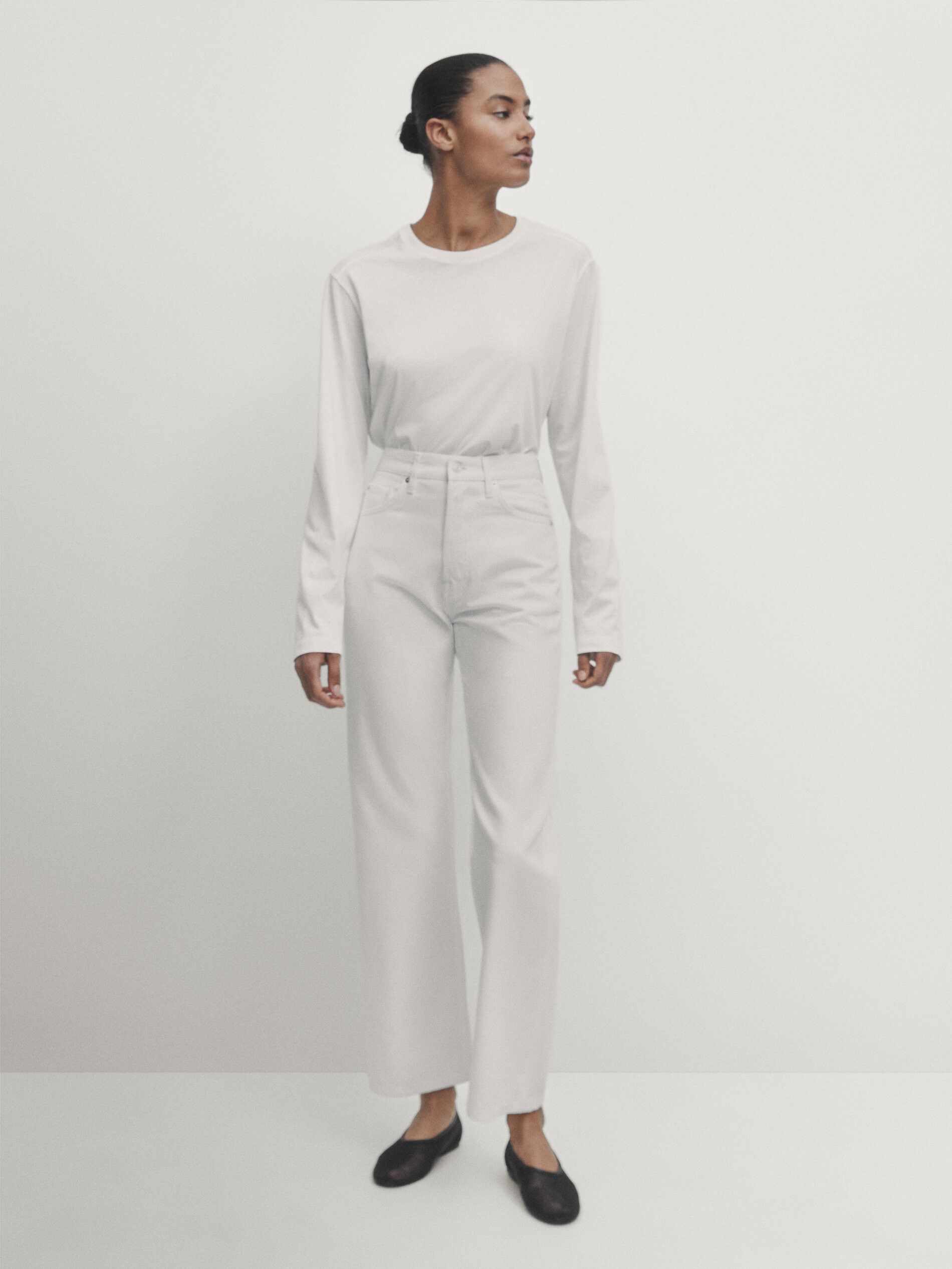 Straight fit high-waist jeans | Massimo Dutti UK