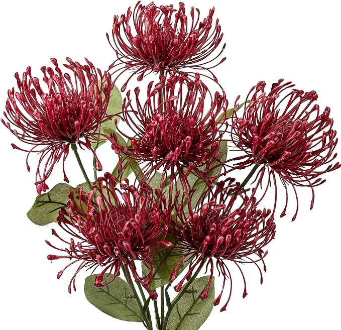 Hollyone 33" Red Artificial Mums Flowers Spring Chrysanthemum Flowers 2Pcs Spider Mum Flower Arra... | Amazon (US)